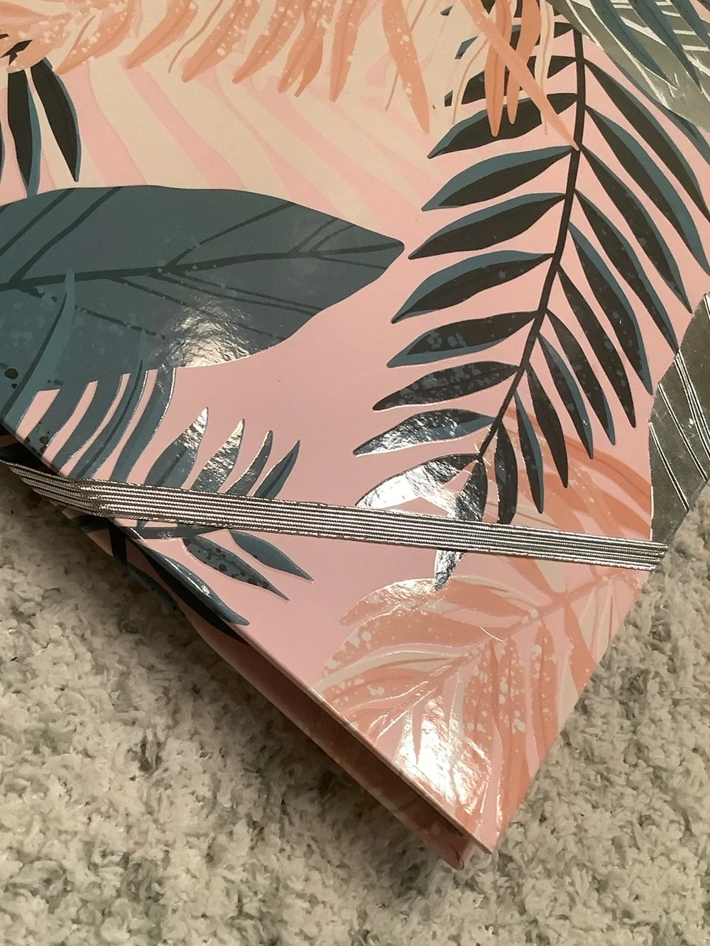 Tropical Leaf Pattern Clipboard Notebook Portfolio- Pink & Teal NWT 12.50” x 9”